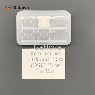 10*10,5mm2 C-Gesicht Fe-Doped SI-Typ Freistehendes GaN Einzelkristall Substrat Makro Defekt Dichte 0cm−2 TTV ≤ 10 μm Widerstand 106 Ω·Cm HF-Geräte Wafer